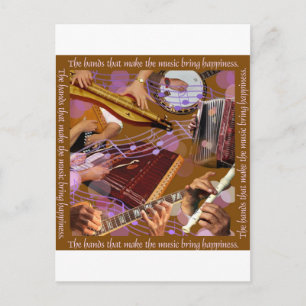 Handen die de muziek maken ..Maak geluk (bruin) Briefkaart
