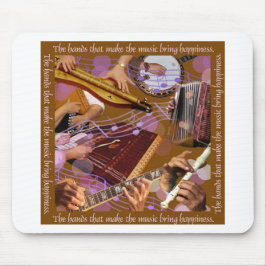 Handen die de muziek maken ..Maak geluk (bruin) Muismat