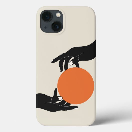 Handen die de zon vasthouden. Retro ontwerp Case-Mate iPhone Case (Achterkant)