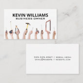 Handen die gereedschap vasthouden | Klusjesman Visitekaartje (Voorkant / Achterkant)