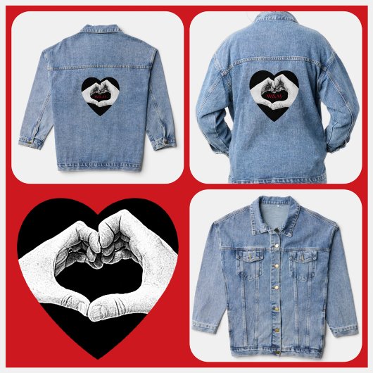 Handen die Hartminnaars Initialen vormen Denim Jacket