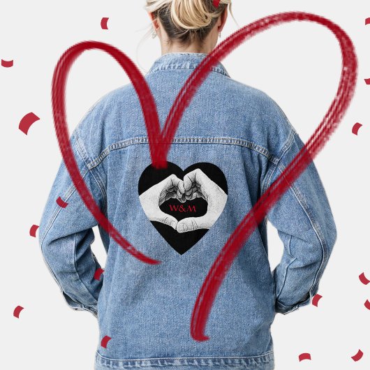 Handen die Hartminnaars Initialen vormen Denim Jacket
