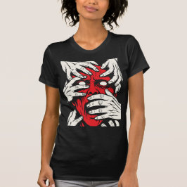 Handen die het gezicht bedekken Horror Rode Demon  T-shirt