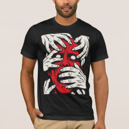 Handen die het gezicht bedekken Horror Rode Demon  T-shirt