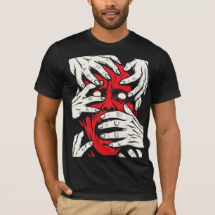Handen die het gezicht bedekken Horror Rode Demon T-shirt