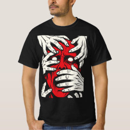 Handen die het gezicht bedekken Horror Rode Demon  T-shirt