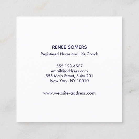 Handen die het menselijk hart vasthouden vierkante visitekaartje (Achterkant)