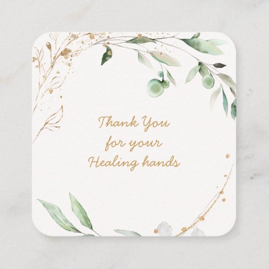 Handen en bladeren Dank u Visitekaartje (Achterkant)