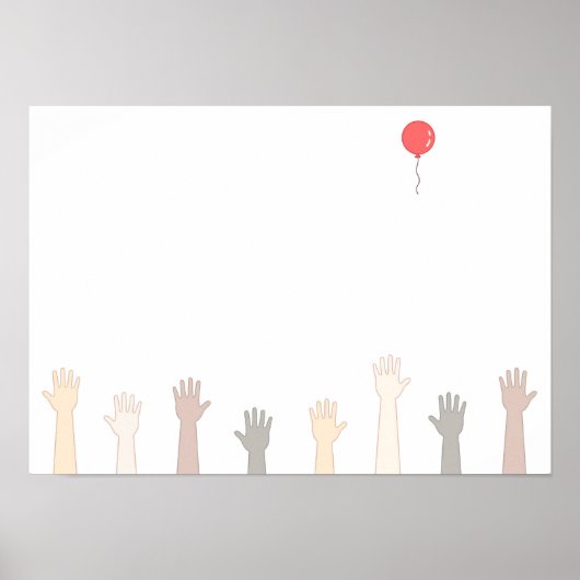 Handen en een rode ballon. poster (Voorkant)