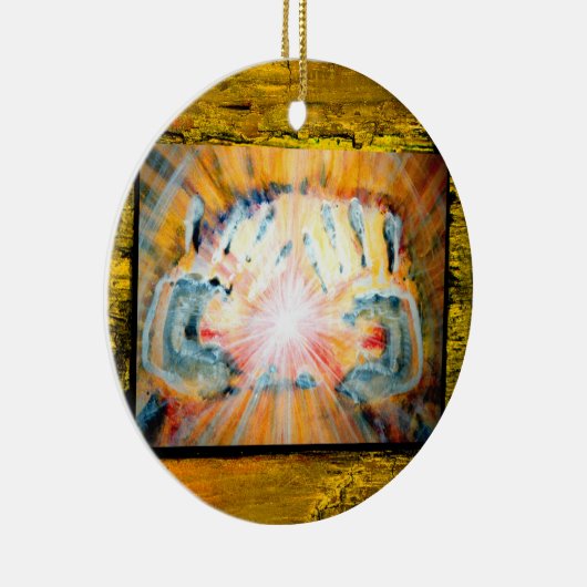 Handen en kruis van bescherming keramisch ornament (Rechts)