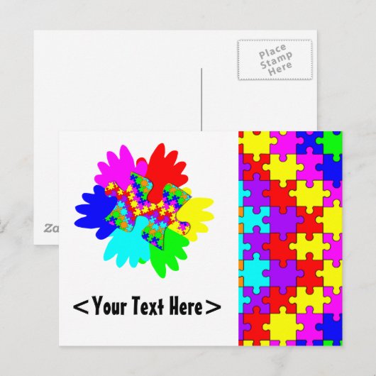 handen en puzzelstukjes briefkaart (Voorkant / Achterkant)