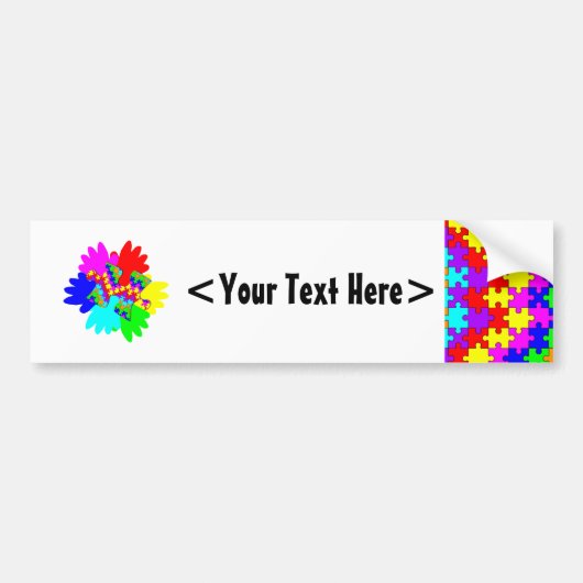 handen en puzzelstukjes bumpersticker (Voorkant)