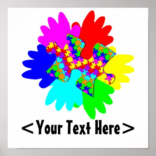 handen en puzzelstukjes poster (Voorkant)