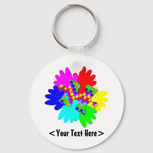 handen en puzzelstukjes sleutelhanger (Voorkant)