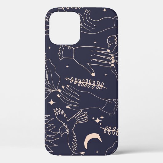 Handen en Vogels: Artistiek Patroon Case-Mate iPhone Case (Achterkant)