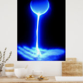 Handen genezen met de universele bron blauw wit poster (Keuken)