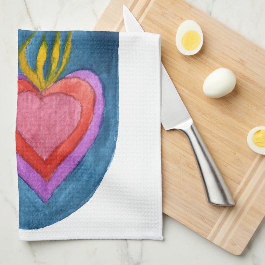 Handen hameren handpalmregenboog keukenhanddoek (Quarter Fold)