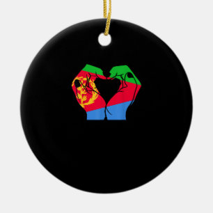 Handen hart met Eritrese vlag Keramisch Ornament
