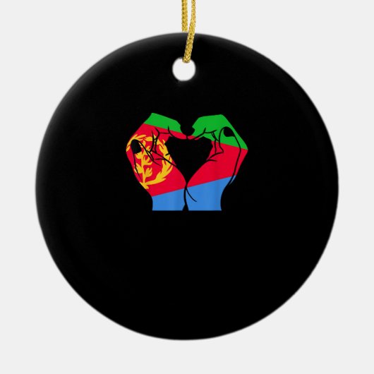 Handen hart met Eritrese vlag Keramisch Ornament (Voorkant)