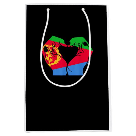 Handen hart met Eritrese vlag Medium Cadeauzakje (Voorkant)