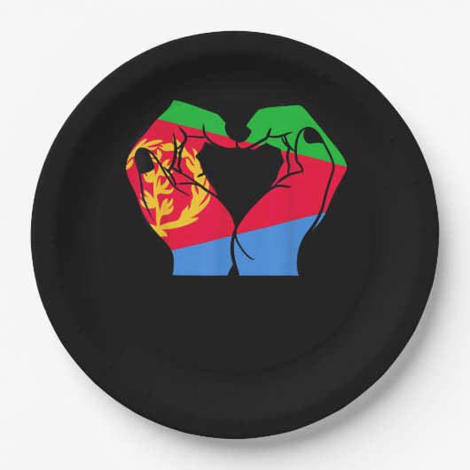Handen hart met Eritrese vlag Papieren Bordje (Voorkant)