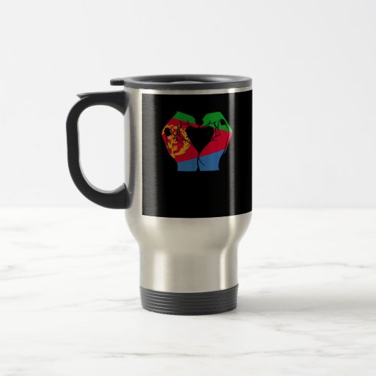 Handen hart met Eritrese vlag Reisbeker (Links)