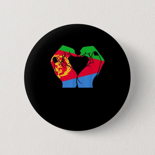 Handen hart met Eritrese vlag Ronde Button 5,7 Cm (Voorkant)