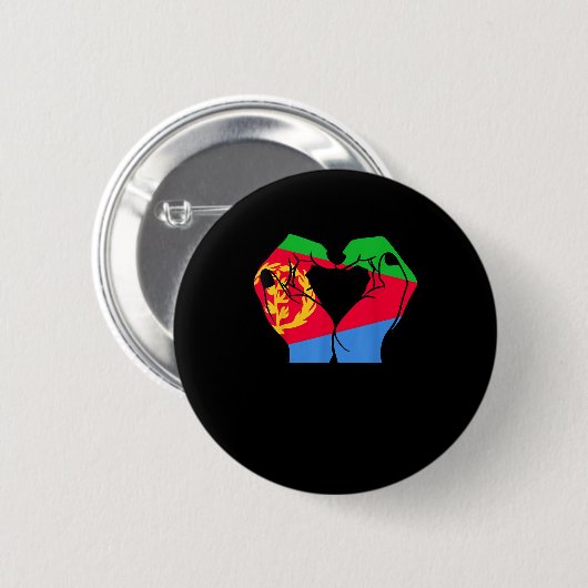 Handen hart met Eritrese vlag Ronde Button 5,7 Cm (Voorkant /achterkant)