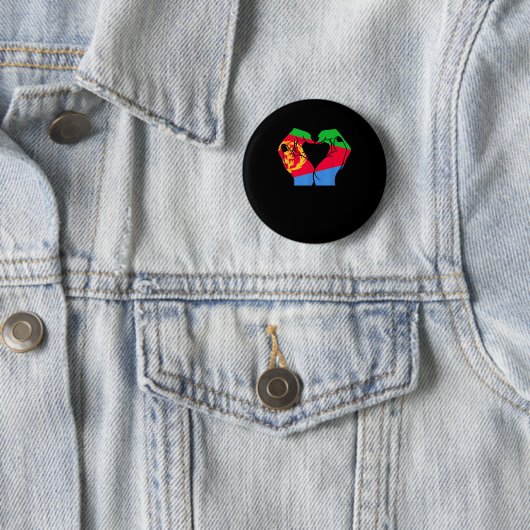 Handen hart met Eritrese vlag Ronde Button 5,7 Cm (In situ)