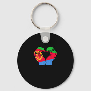 Handen hart met Eritrese vlag Sleutelhanger