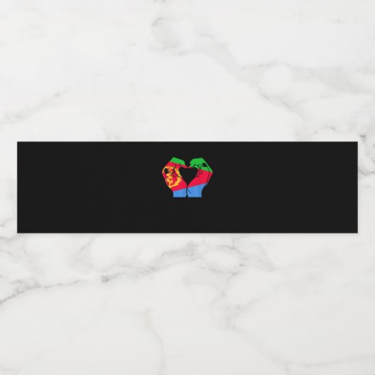 Handen hart met Eritrese vlag Waterfles Etiket (Enkel label)