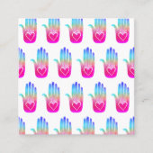 Handen helen harten Hamsa kleurrijk patroon Vierkante Visitekaartje (Voorkant)