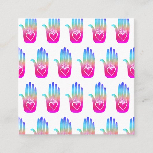 Handen helen harten Hamsa kleurrijk patroon Vierkante Visitekaartje (Voorkant)