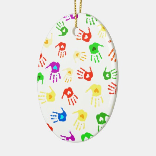 Handen helpen! keramisch ornament (Links)