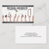 Handen houden gereedschap | timmerwerk visitekaartje (Voorkant / Achterkant)