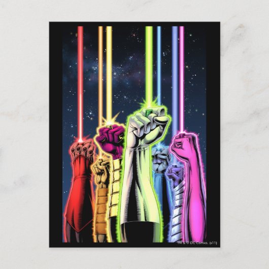 Handen in de lucht met ringen - Kleur Briefkaart (Voorkant)