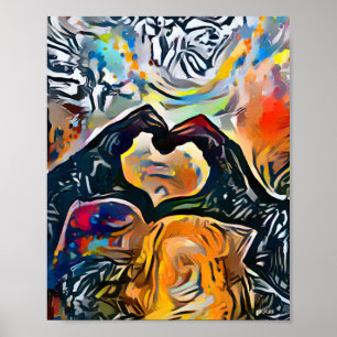 Handen in de vorm van een hartliefde poster