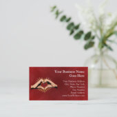 Handen in de vorm van een ontwerp van hart, liefde visitekaartje (Staand voorkant)