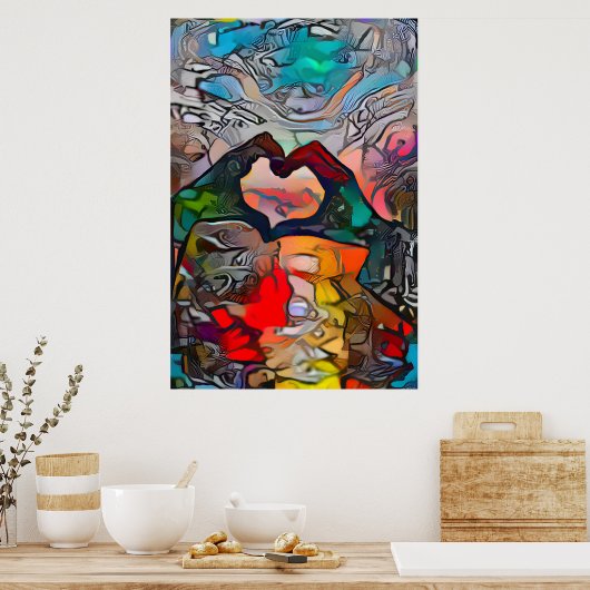 Handen in de vorm van een Poster van de hartliefde (Keuken)