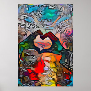 Handen in de vorm van een Poster van de hartliefde