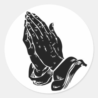 Handen in gebed ronde sticker