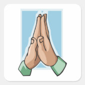 Handen in gebed vierkante sticker (Voorkant)