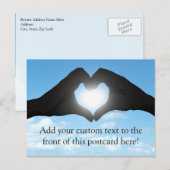Handen in Heart Shape Silhouette op Blue Sky Briefkaart (Voorkant / Achterkant)