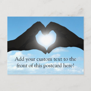 Handen in Heart Shape Silhouette op Blue Sky Briefkaart