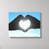 Handen in Heart Shape Silhouette op Blue Sky Canvas Afdruk (Voorkant)