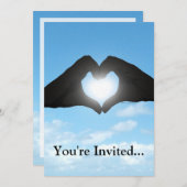 Handen in Heart Shape Silhouette op Blue Sky Kaart (Voorkant / Achterkant)
