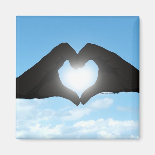 Handen in Heart Shape Silhouette op Blue Sky Magneet (Voorkant)