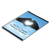 Handen in Heart Shape Silhouette op Blue Sky Notitieboek (Linkerzijde)