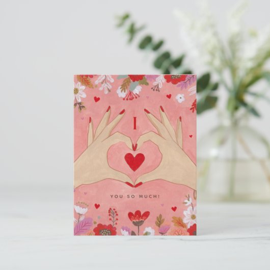 Handen In Liefde Teken Valentijn Wenskaart Feestdagenkaart (Staand voorkant)