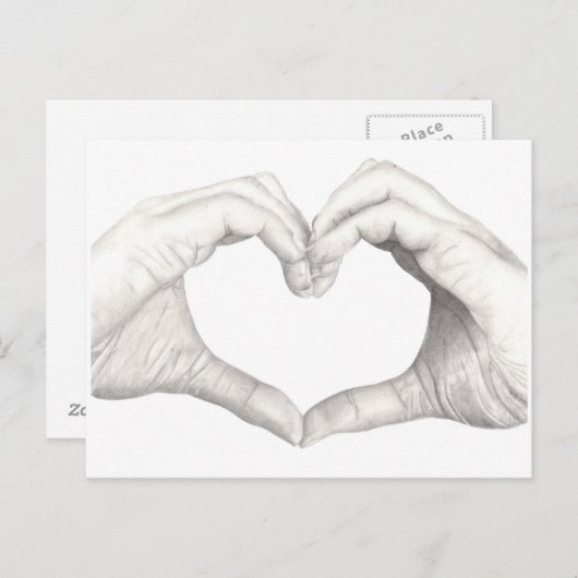 Handen in vorm van een hart briefkaart (Voorkant / Achterkant)